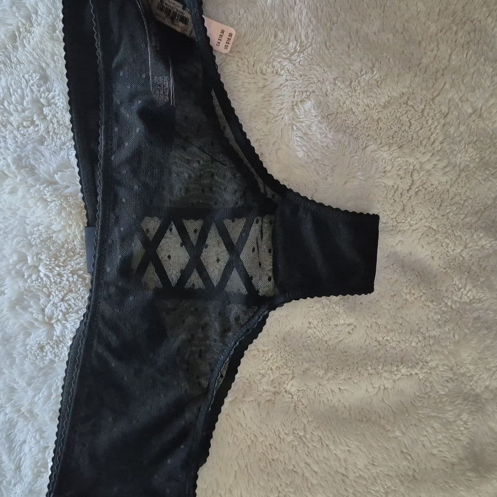 Black Sheer Lace Panties With Bow New Sz M